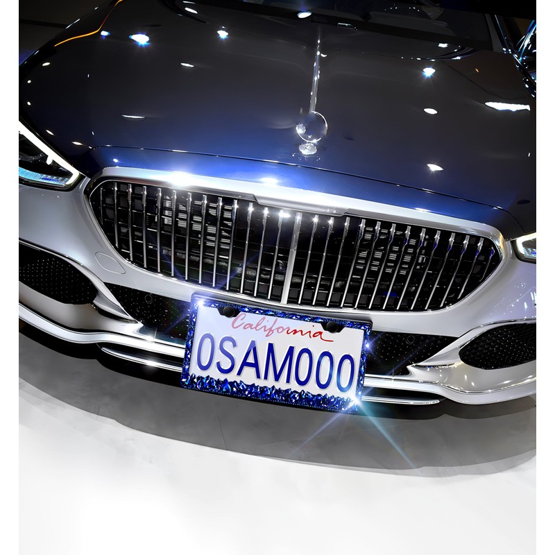 Murimt Blue Bling License Plate Frames 2 Pack Sparkly Glitter