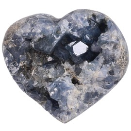 MOGEMT MOGEMT Extra Large Raw Blue Celestite Crystal Geode Heart Shape Natural Healing Crystal Cluster Irregular Celestine Stone Home Decor 6-8 Lbs