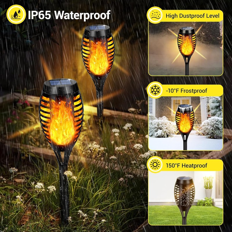 Solar Torch Lights Outdoor Flickering Flame for Halloween Decorations