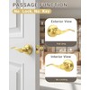 KNOBWELL 5 Pack Brushed Gold Door Lever for Closet Hallway,