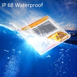 2W 6 LED Solar Powered Driveway Lamp Light Control Good Bearing Capacity IP68 Waterproof Road Warning Lamp for Street Avenue Highway Parking Lot Trafficway Path Yellow