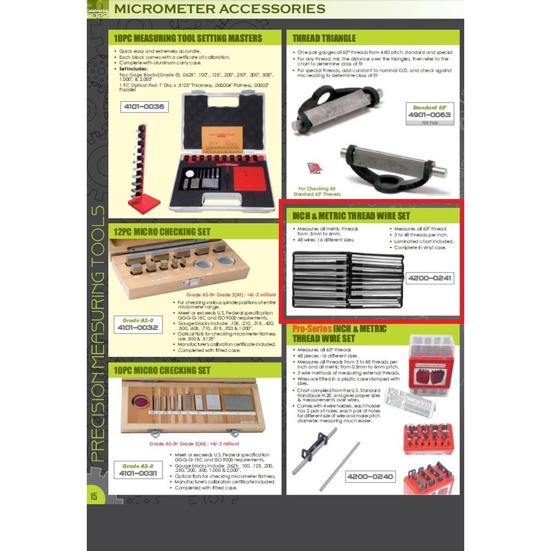 HHIP 4200-0241 48 Piece Thread Wire Measuring Set