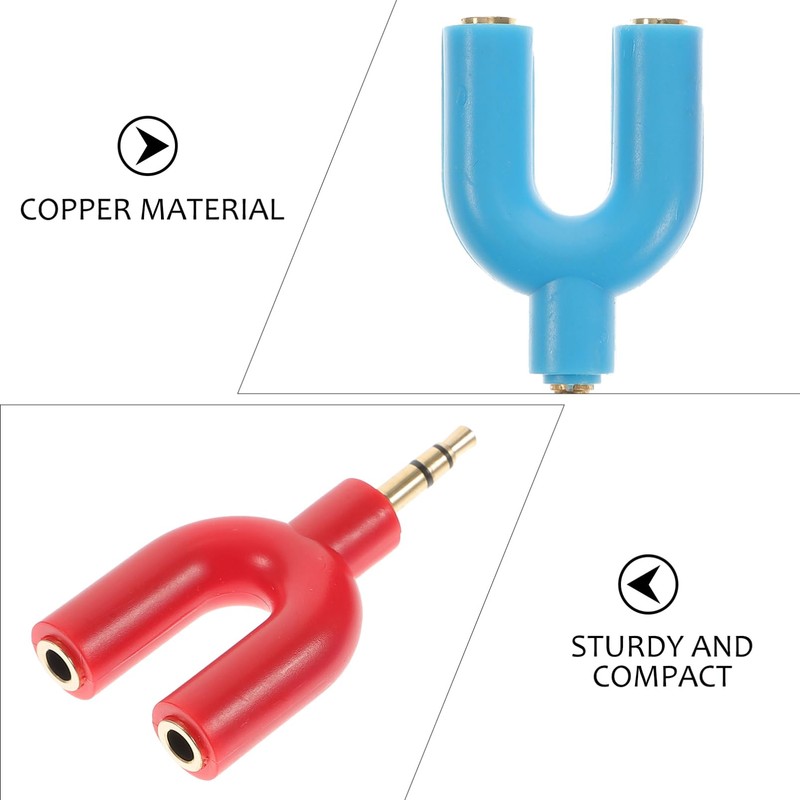 CAXUSD 5sets Professional Headset Splitter 1 to 2 Headphone Adapter