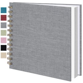 Jubilife Mini Scrapbook 17.5x17.5 CM Linen Photo Album Kraft White Pages Memory Book for Wedding, Baby, Family, Graduation, Travel & Vacation Memories