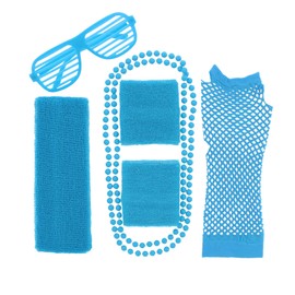 Zac's Alter Ego Unisex 5-Item Neon Fancy Dress Clubbers Set 80s Dancewear Hen Party Costumes