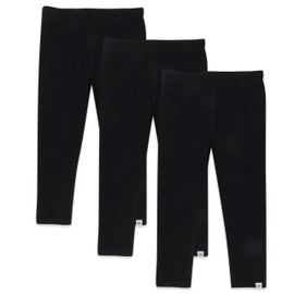 HonestBaby Multipack Leggings Skinny, Flare and Cargo Pants Organic Cotton for Infant Baby Girls, Toddlers, Little Kids, 3-Pack Black, 12 Months