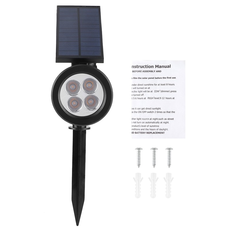 Solar Spotlight Waterproof 4LED Lawn Lights Landscape Lighting for Outdoor