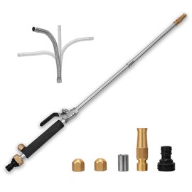 Hydro Jet High Pressure Power Washer-high pressure cleaning tool Extra Long Extendable Wand,Flexible Water Hose Universal Nozzle,Gutter Patio Car Pet Window Cleaning tool black