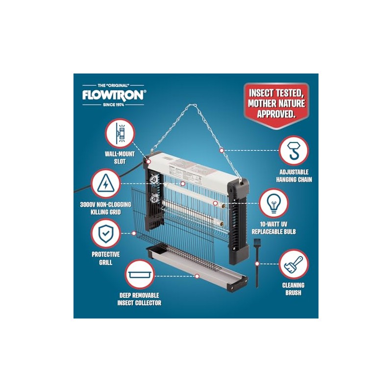 Flowtron Indoor Bug Zapper: 3000V Electric Insect Killer & Mosquito
