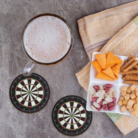 Dartboard Coasters Set - Luxury Gift Box and 4 Round, Wood, Cork Backed 10 cm Diameter Drink Coasters - Themed Dartboard Coaster Boxed Set Gifts for Darts Lovers