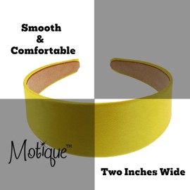 Motique Accessories Girls 2 inch Satin Headband (Yellow)