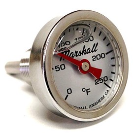 Marshall Instruments I-14-LS Direct Mount Engine Thermometer, 0-250F, Silver Dial, Liquid Filled