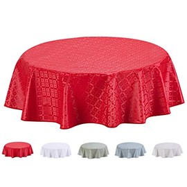Home Direct Round Embossed Oilcloth PVC Wipe Clean Tablecloth Table Cover 155cm 61" Red