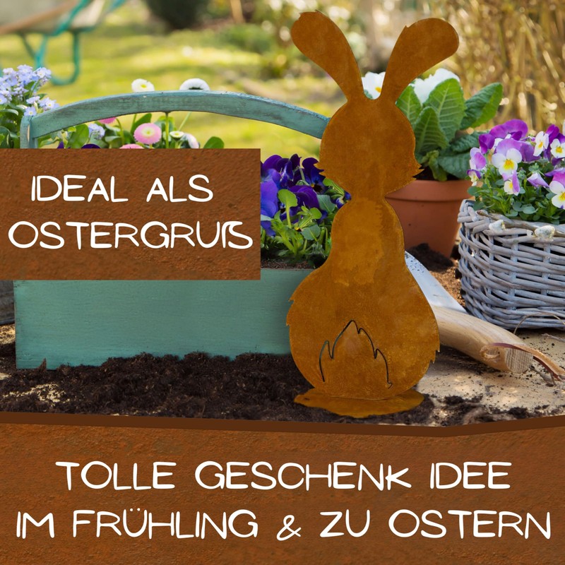 Rostikal Easter Bunny Set of 2 - Handmade Rust Metal