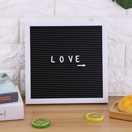 Letter Board,25cm/10in x 25cm/10in Message Gray Felt Letter Board Sign and a Set of Changeable Letters Numbers Home Room Decor by Haofy(White)