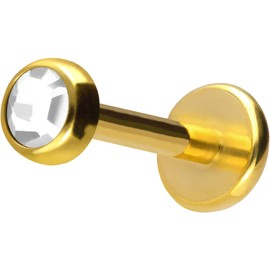 PIERCINGLINE Titanium Labret with Push Fit Crystal Disc Piercing Ear Conch Tragus Lip Nose Medusa Choice of Colours and Sizes, Titanium