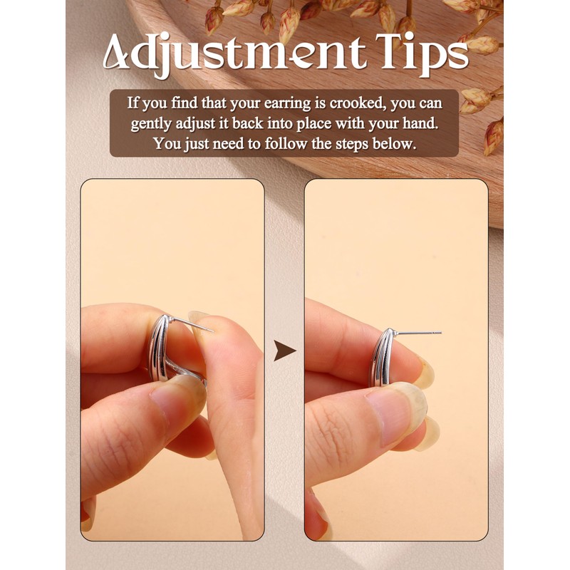 Dochais chunky silver/gold earrings for women 316L surgical steel post