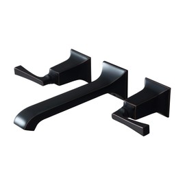 SITGES Bathroom Wall Faucet, Heavy Duty, Brass Constructed Wall Mount Faucet with Metal Lever Handles, Rough in Valve Included (Oil Rubbed Bronze)