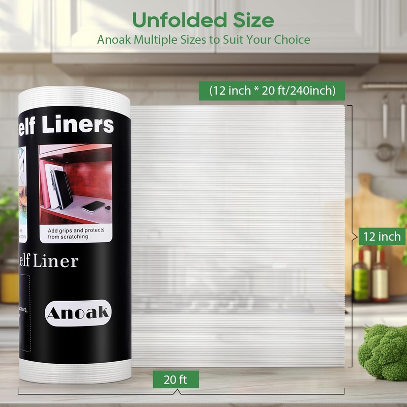 Anoak Shelf Liner Cabinet Liner, Non Adhesive Drawer Liner, Washable