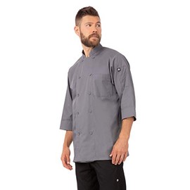 Chef Works Men's Morocco Chef Coat, Gray, 3X-Large