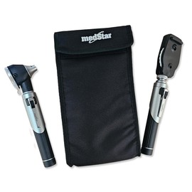 MEDSTAR | Estuche de Oftalmoscopio y Otoscopio con Iluminación de Fibra Óptica (Negro)