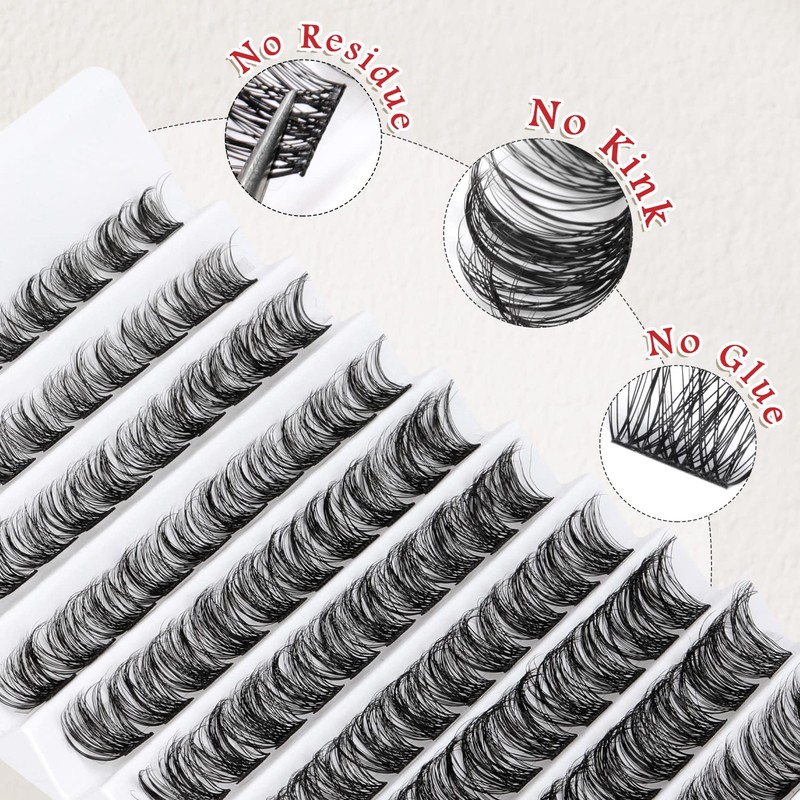 Goddvenus Cluster Lashes D Curl Individual Lashes, 100pcs Lashes Individual