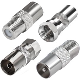 Novstuf 4 Pcs F Type to Coax Adapter Kit, TV Aerial Connector Adaptor for Cable Lead, Satellite Receiver, Antenna Cables, Router, Modem, Audio/Video Equipment