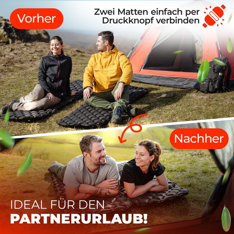 DAZEDALE Ultraleichte Luftmatratze – geräuscharme, wasserdichte Isomatte für Camping, Wandern,