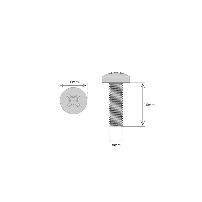 M8 (8mm x 16mm) Pozi Pan Head Machine Screws -