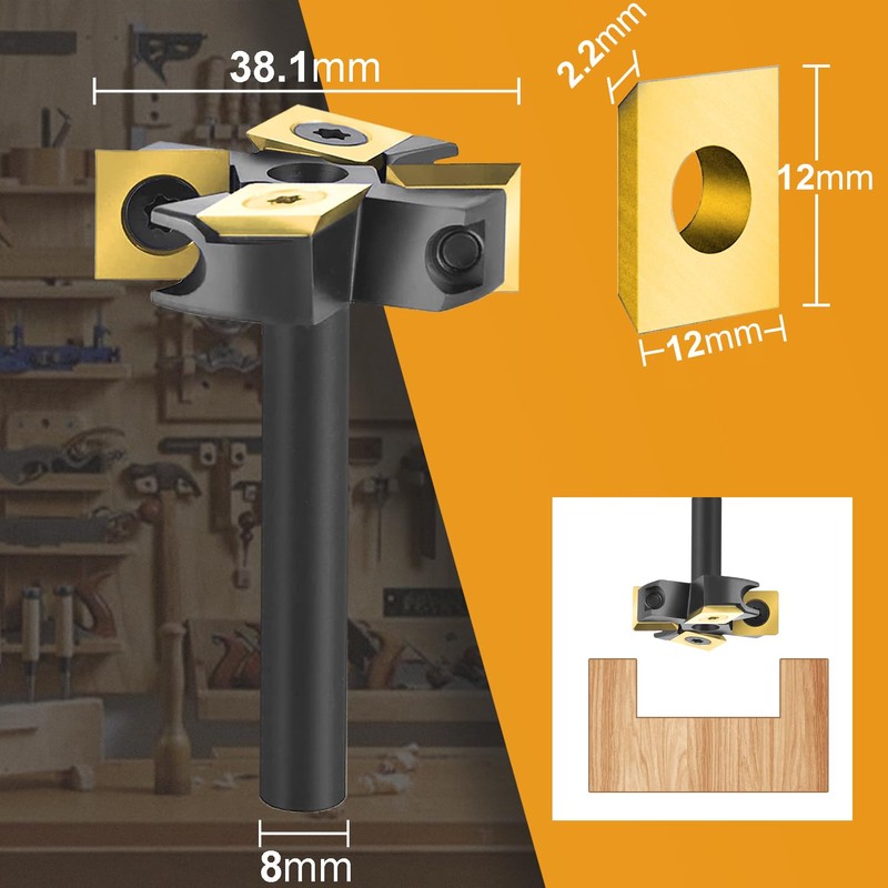 SpeTool Face Milling Cutter 8 mm Shank 38.1 mm Cutting