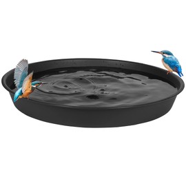 Bleuhome 2 Pack Bird Bath Bowl 14", 1.6" Depth, 13 14 15 16 17 20 24 inch Plastic Birdbath Bowls Only, Birdbaths Dish for Outdoor Garden, Extra Large Plant Saucer (14", Black)