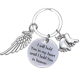 YangQian Baby Infant Loss Memorial Gift for Loss of Son Daughter Baby Sympathy Gifts for Pregnancy Loss Misscarage Infant Loss Gift I will Hold You in My Heart Until i Can Hold You in Heaven Keychain