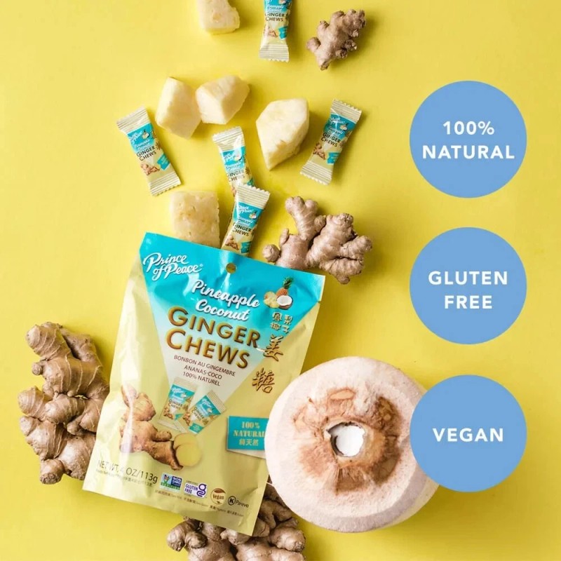 Prince of Peace Ginger Chews with Pineapple Coconut 4oz (