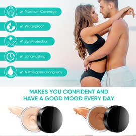 Tattoo Cover Up, 2 Colors Waterproof & Sweatproof Tattoo Cover Up Makeup, Long Lasting and Invisible Body Makeup Suitable for Vitiligo, Dark Spots, Scars