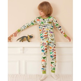 Bamboo Viscose Toddler Pajamas Boys Girls Kids Baby 2pcs Long-Sleeve Pyjamas Set 4-5T Dinosaur Snug fit Sleepwear Pjs