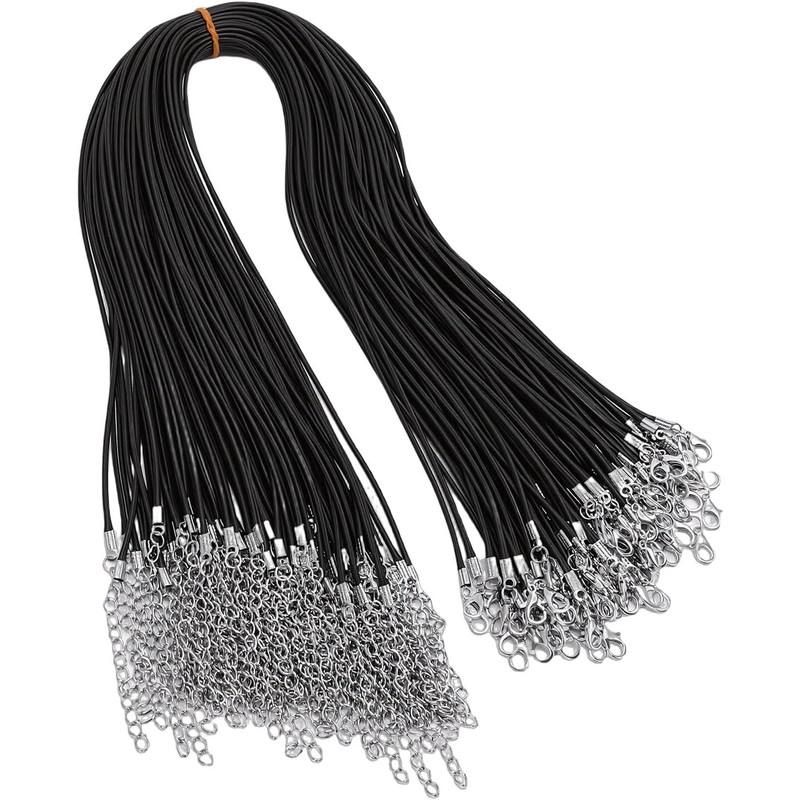 Cordón de Collar Encerado Negro Hecho a Mano, Paquete de