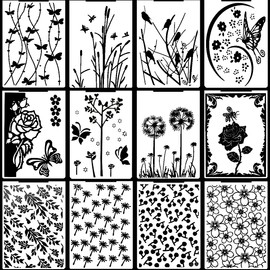 Embossing Folders, 12 Pieces Plastic Embossing Folders, Embossing Template DIY Craft Template Molds, Convenient to Use for Card Making for Embossing Machines,105x148mm (Style 1)