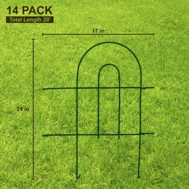 Umien™ Decorative Garden Fence 14 Pack (24in x 20ft) Rustproof Iron Garden Fencing, Animal Barrier, Wire Fence for Yard, Garden Border Edging Flower Fence, Outdoor Fences for Landscaping