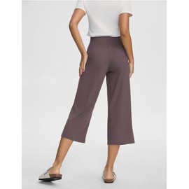 Yogaration Wide Leg Capri Pants for Women with Pockets, High Waist Cropped Yoga Pants for Summer, Non-See-Through & Wrinkle Resistant, Comfortable Stretchy 7/8 Lounge Pants (Mocha, X-Large)