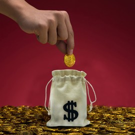 HFYZZ 15pack 4.7 x 6.2 Inches Canvas Money Sack Bag with Dollar Sign Money Bags Decor with Drawstring for Bank Robber Pirate Cowboy Cosplay Children Toys Birthday Party Favor Supplies