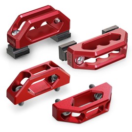 RENO Aluminum Tie Down Anchors Combo, 2Pcs Bed Rail Cleat + 2Pcs Tie Down Hook Compatible with Tundra/Tacoma Truck, OEM PT278-35160/35050-S1/35100-S1/35111/35112/PT785-35050-S1/66312-0C010 (Red)