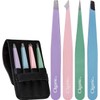 4-Piece Professional Tweezers Set with Case | Stainless Steel |