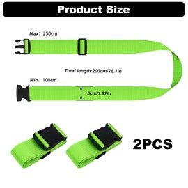Luggage Strap, Pack of 2 Premium Luggage Straps, Luggage Strap, Luggage Secure, 2 Metres, Non-Slip Adjustable Suitcase Straps, Cross Strap, Suitcase Accessories, Nylon Straps, Length Adjustable, Quick