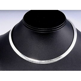 Silver Line Italian Omega Thickness 6 mm Necklace Genuine Sterling Silver 925 Length 20 inch