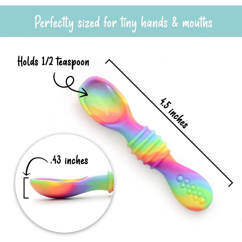 PrimaStella - Juego de cucharas masticables de silicona para bebés