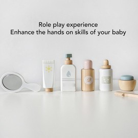 HUSHUI Children Make Up Set,Wooden Cosmetic Set Toys,Skin Care Simulation Interactive Educational Role Play Toys for Kids Children Little Girls