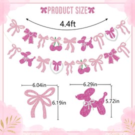 Coquette Themed Banner, Pink Bow Garland, Glitter Coquette Birthday Party Decor, Coquette Bachelorette Party Decor, Bow Party Decorations, Pink Bow Decor for Bridal Shower Baby Shower