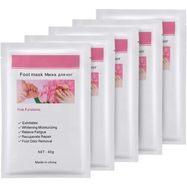 Mascarilla Exfoliante de Pies y Talones Agrietados de 5 Piezas, Máscara Hidratante para Eliminar ExfoliacióN de Piel Muerta del Callo, Reparación del Talón áspero Para Hombres y Mujeres