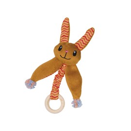 Nobby Plush Rabbit with Catnip with Wooden Ring, Orange, 20 cm, Pack of 1