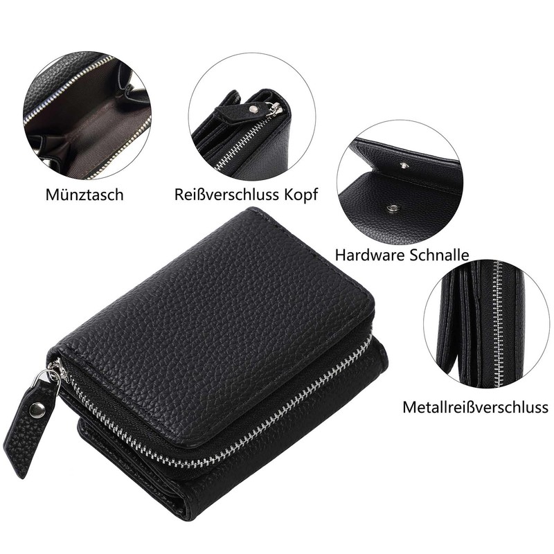 RRANCharltu Women's Small Leather Purse with Zip Coin Compartment Card